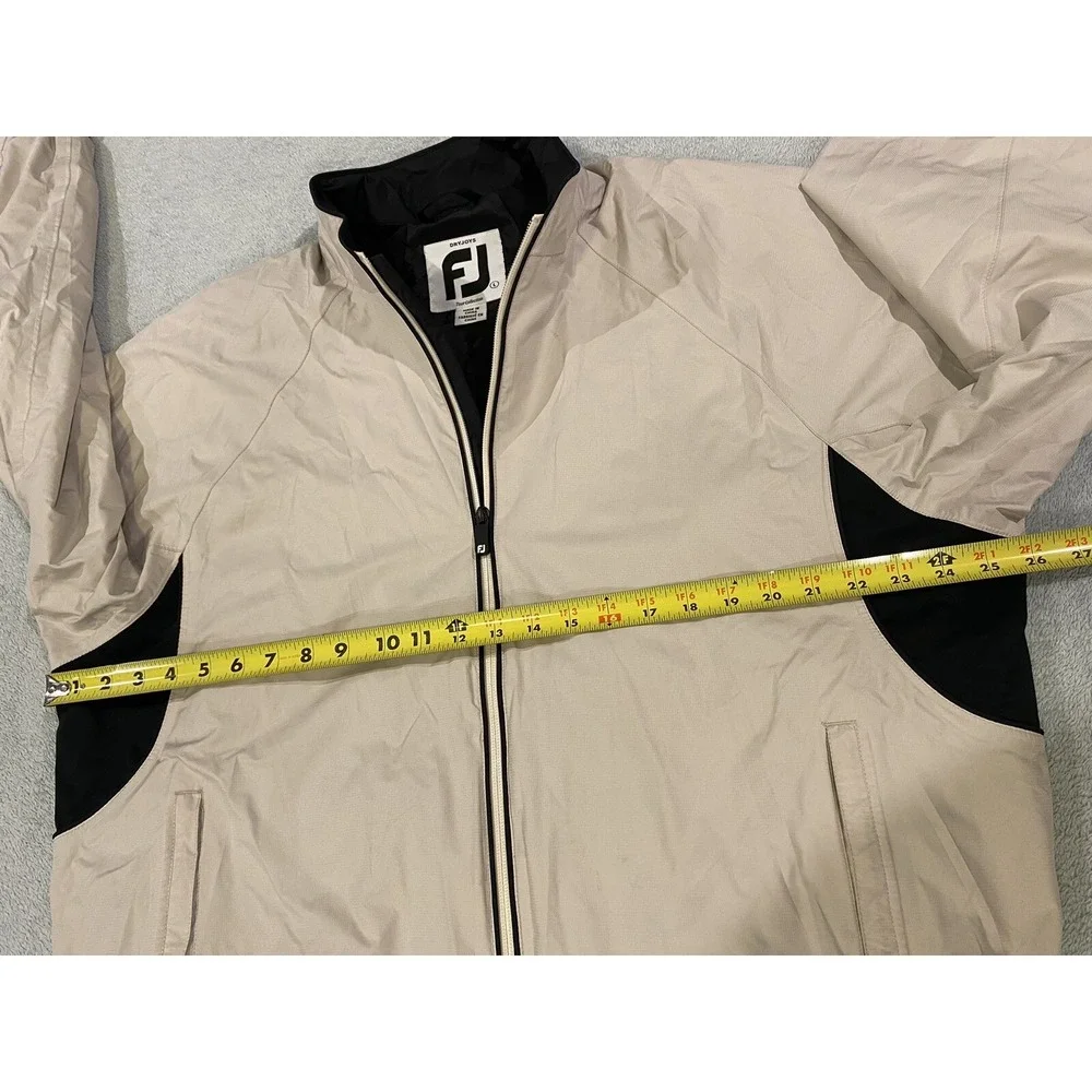 DryJoy By FootJoy Windbreaker Rain Jacket Large Full Zip Long Sleeve Beige Tan L